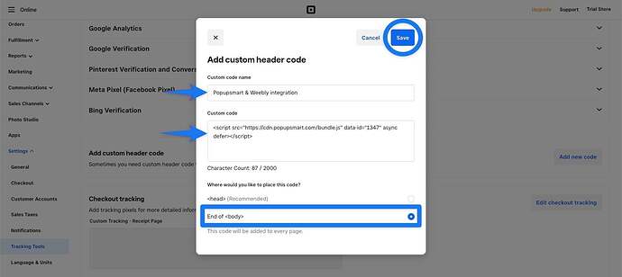 custom header code