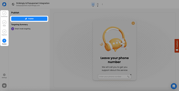 publishing strikingly popup