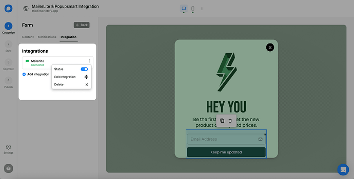 Popupsmart - Successful MailerLite Integration|autoxauto
