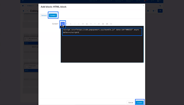 pasting the embed code to the content part on cs cart