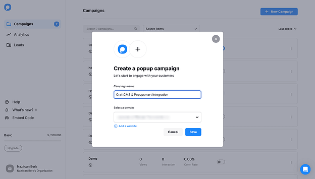 Craft CMS Popupsmart Integration