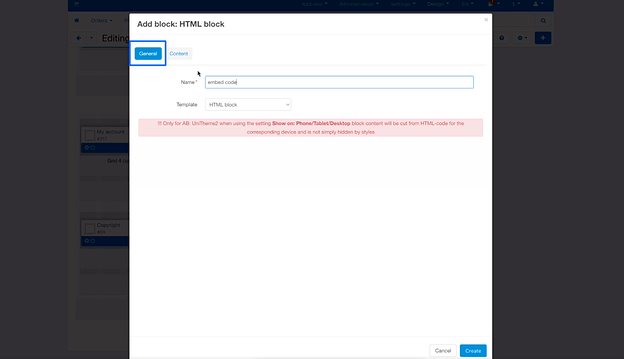 giving name to HTML block on cs cart