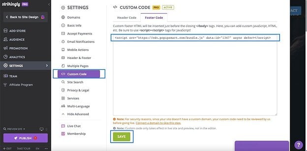 custom code strikingly