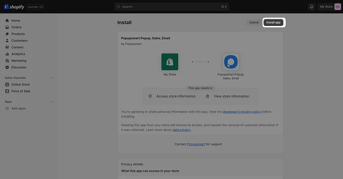 Click install in the app store