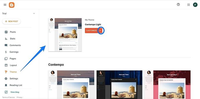 Blogger Theme Dashboard