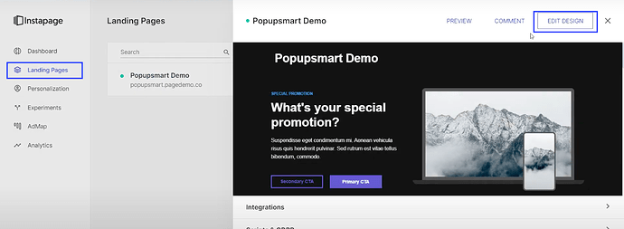 Editing Instapage Website