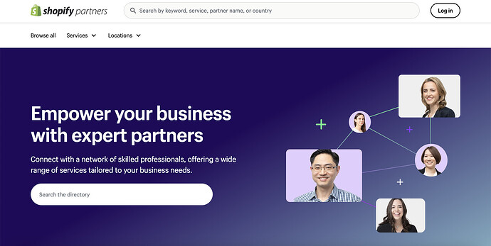 a screenshot of the landing page of Shopify Partners page for experts