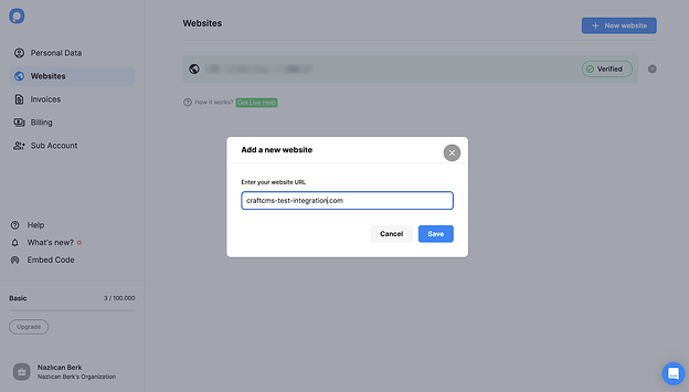 Popupsmart Adding Craft CMS Website